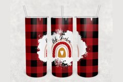 Hello Rainbow Red Black Plaid 20oz skinny tumbler Product Image 1