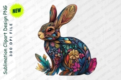 Floral Ornamented Easter Rabbit Illustration Clipart Product Image 1