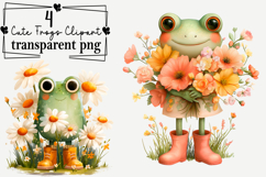 Whimsical Cute Frogs Clipart PNG Watercolor png Product Image 1