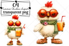 Whimsical Summer Chicken clipart Watercolor PNG Product Image 1