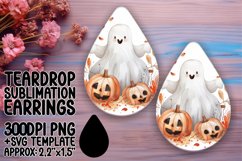Watercolor Monsters Teardrop Earring Design Halloween PNG Product Image 1