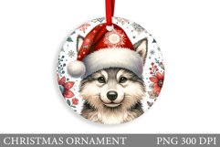 Cute Wolf Christmas Ornament. Christmas Ornament Sublimation Product Image 1