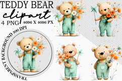 Whimsical Teddy Bear Clipart Watercolor Teddy Bear png Product Image 1