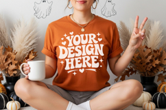 Halloween sweatshirt mockup, autumn mockup, festive mockup Product Image 5
