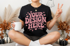 Halloween sweatshirt mockup, autumn mockup, festive mockup Product Image 4