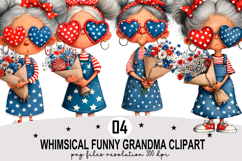 whimsical funny grandma clipart Watercolor PNG Product Image 1