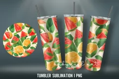 Colorful Orange&Watermelon Tumbler Wrap Sublimation Design Product Image 4