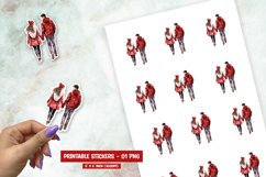 Watercolor valentine day red couple sticker png Product Image 1