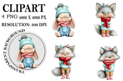 Whimsical Woodland Christmas Clipart Watercolor PNG Product Image 1