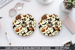 Vintage Car Coaster Sublimation |Halloween Coaster PNG Product Image 1