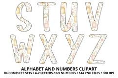 Baby Shower Watercolor Alphabet and Numbers Clipart PNG Product Image 4