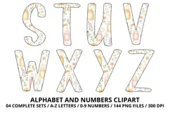 Baby Shower Watercolor Alphabet and Numbers Clipart PNG Product Image 4