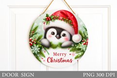 Christmas Penguin Door Sign. Christmas Door Sign Sublimation Product Image 1