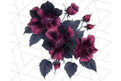 Gothic Floral PNG, Dark Aesthetic Flowers Clipart Print Product Image 4