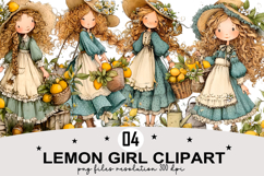 Whimsical Lemon girl clipart png Watercolor png Product Image 1