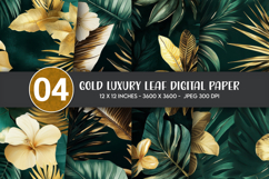 Gold Luxury Leaf Digital Paper Product Image 1