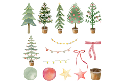Watercolor Christmas trees clipart. Product Image 3