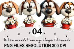 Whimsical Spring Dogs Clipart Spring Dogs Png Product Image 1