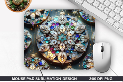 Snowflakes Mouse Pad Sublimation, Christmas Mouse Pad PNG Product Image 1