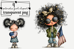 whimsical patriotic girl clipart Watercolor PNG Product Image 1