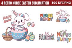 Retro Nurse Easter Sublimation PNG Product Image 1