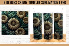 Tooled Leather Sunflower DarkGreen Tumbler Sublimation Desi Product Image 3