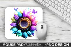 Magical Purple Cyan Sunflower Sublimation Mouse Pad Design Product Image 1