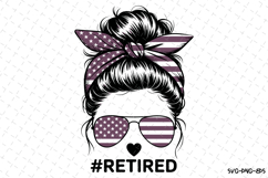 Retired USA Messy Bun svg | 4th of july Svg | Svg Cut Files Product Image 1