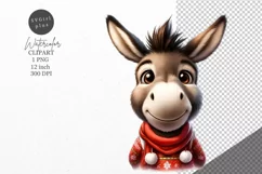 Christmas clipart, Donkey clipart, Winter clipart Product Image 1