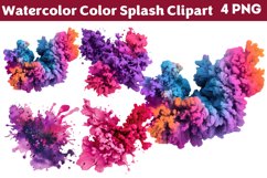 Watercolor Color Splash Clipart PNG Product Image 1