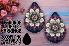 Whimsical Teardrop Earrings Sublimation Art , Mandala Product Image 1