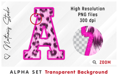 Pink Leopard Print Alpha Set. Letters Numbers Clipart. Product Image 4
