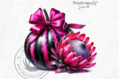 Floral Pink Coquette Pumpkins with bow PNG Set, Girly bow Product Image 7