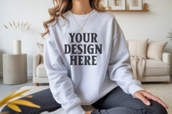 Ash Gildan 18000 Crewnwck Sweatshirt Mockup, gildan 18000 Product Image 1