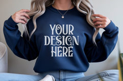 Navy blue Gildan 18000 Sweatshirt mockup Product Image 1