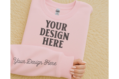 Gildan 18000 Light Pink Sleeve Sweatshirt Mockup Product Image 1