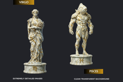 Marble Statues Zodiac Astrology Mythological Clipart Set Product Image 3