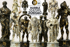 Marble Statues Zodiac Astrology Mythological Clipart Set Product Image 1