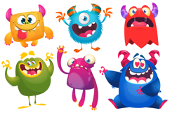 Happy cartoon monsters set with different face expressions Product Image 1