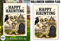 Happy Haunting Skeleton Garden Flag PNG Design Product Image 1
