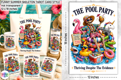 Funny Summer Skeleton Tarot Card Design, Pool Party Print Product Image 1