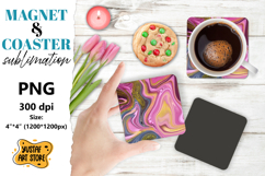 Abstract paint magnet/coaster sublimation. Fluid art Product Image 1