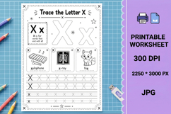 Letter x uppercase printable alphabet tracing worksheet Product Image 1