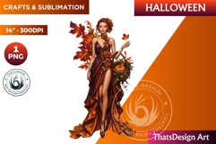 Pumpkin queen Clipart, Halloween Girl,Autumn clipart PNG Product Image 1