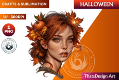 Pumpkin queen Clipart, Halloween Girl,Autumn clipart PNG Product Image 1