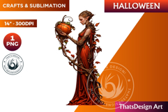 Pumpkin queen Clipart, Halloween Girl,Autumn clipart PNG Product Image 1