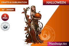 Pumpkin queen Clipart, Halloween Girl,Autumn clipart PNG Product Image 1