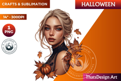 Pumpkin queen Clipart, Halloween Girl,Autumn clipart PNG Product Image 1