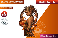 Pumpkin queen Clipart, Halloween Girl,Autumn clipart PNG Product Image 1