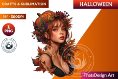 Pumpkin queen Clipart, Halloween Girl,Autumn clipart PNG Product Image 1